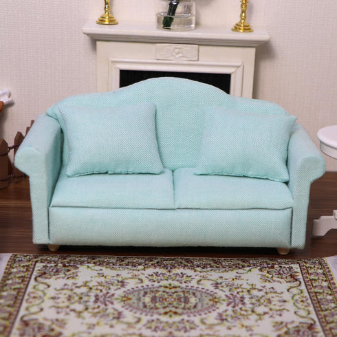 Set, Dollhouse Couch Miniature Furniture Sofa with Pillows for Living Room Desktop Decoration Fabric Sofa Mini Home