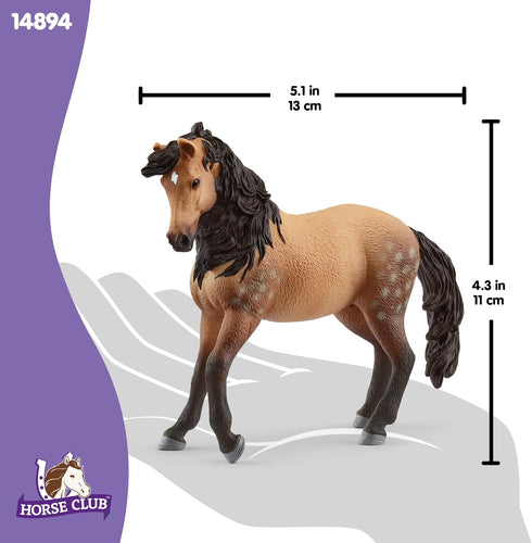 5 5+ 14894 Schleich Horse Club - Andalusian Mare Figurine with Spotted Brown Coat - Realistic Horse Toy with Long Black