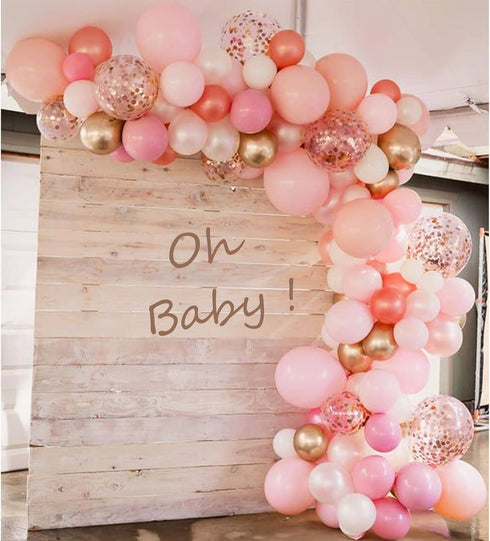 Soonlyn 140 Pack Rose Gold Balloons, 12 Inch Gold & Pink, Pink Confetti Arch Kit for Showers