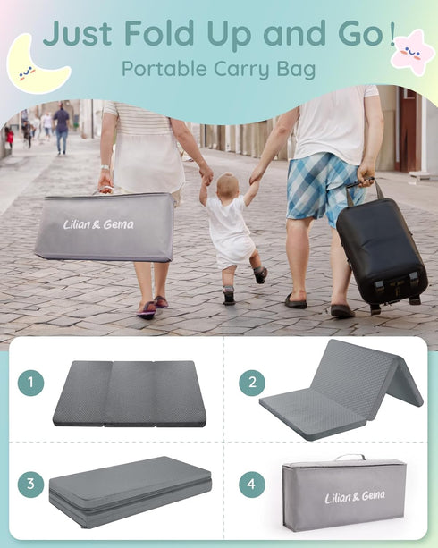 Pack 38"x26"x1.5", Pack Lilian&Gema and Play Mattress N Play Mattresses Pad for Play Pen and Playard, Premium Foam