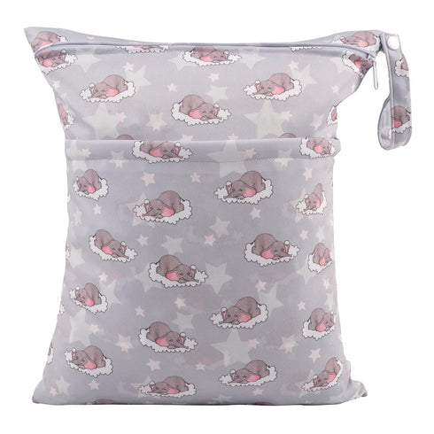 2pcs LZD2324 ALVABABY Cloth Diaper Wet Dry Bags Waterproof Reusable with Two Zippered Pockets Travel Beach Pool Daycare