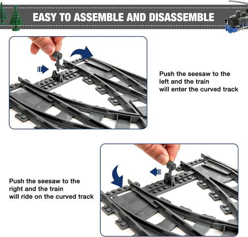 54 32 20 2 MANNIDOO Classic City Train Tracks, Pieces Railroad Track with Curved, Straight and Switch Train Tracks