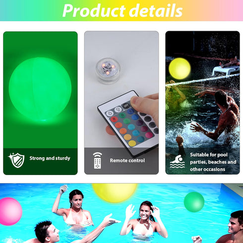 FUTUREPLUSX 2PCS Light Up Beach Balls - 16" LED Inflatable Beach Toy with Remote Control for Kids Summer Parties