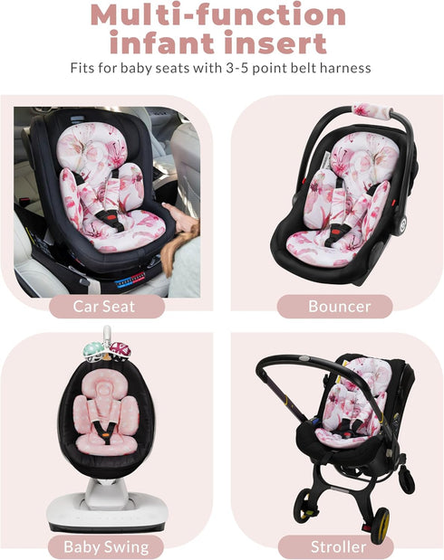TinlyFinly Newborn Car Seat Insert, Head and Body Support, Reversible Infant Insert Compatible with Baby Carseat