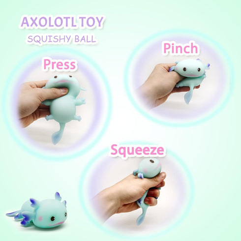 ZTATU (1PCS) Axolotl Squishy Toys Stress Balls for Adults Salamander Squishy Dough Ball, Sensory Toys Fidget Balls