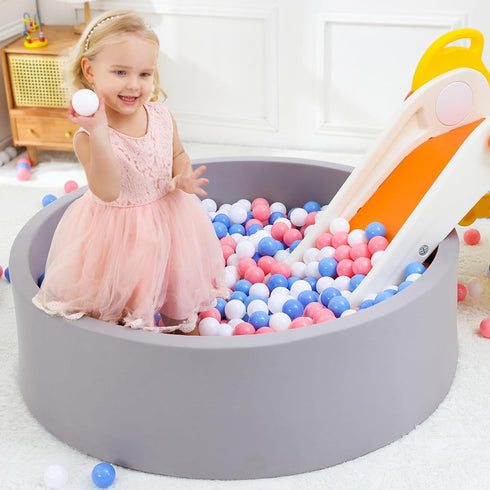 Wilwolfer Foam Ball Pit for Toddlers - Large Baby Ball Pit with Soft Memory Sponge - Indoor Outdoor Baby Playpen