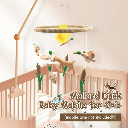 Baby Mobile for Crib Mallard Duck Baby Crib Mobile for Boys Girls Handmade Felt Dog Nursery Decor Duck Hunting Decor