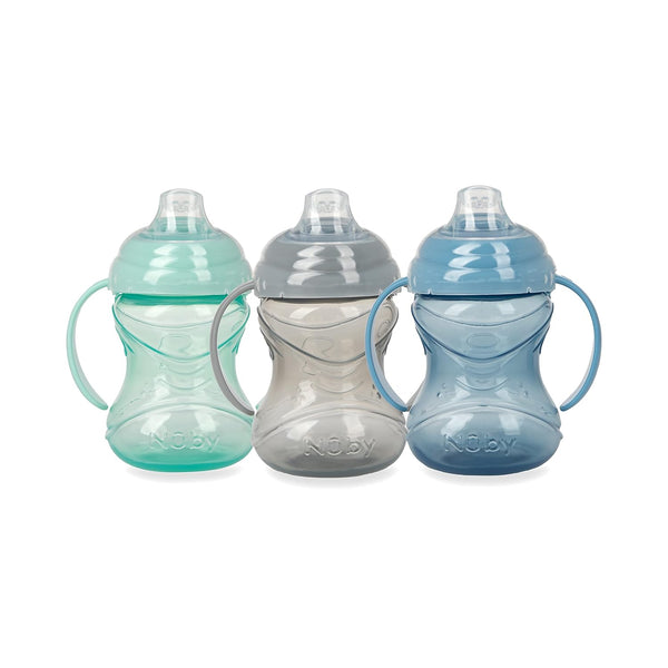 Nuby Clik-It Soft Spout No-Spill Training Sippy Cup with Handles - 10 Oz, 3-Pack, Neutral, 4+ Months
