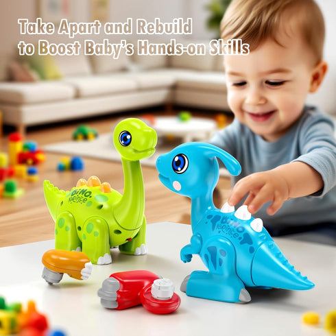 1 12-18 1 2 3 Marstone Toddler Dinosaur Toys for Year Old Boy Gifts: Educational Light Up Sound Building Baby Musical