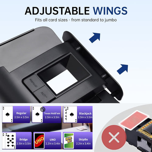 2 Automatic Card Shuffler Deck, USB-C Rechargeable, Quiet & Fast, Auto/Manual, Portable Casino Grade Electric Card