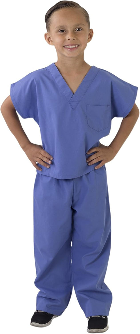 Natural Uniforms Children's Scrub Set - Soft Touch Role Play Costume Set (Ceil Blue, 8/10)