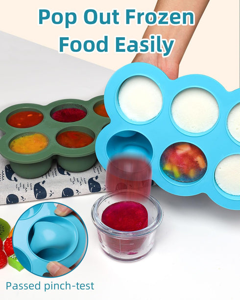 6 3 Baby Food Freezer Tray with Lid, x Ounce Silicone Freezer Molds Storage Container for Homemade Baby Food, Breast