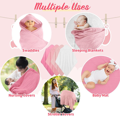 4 Towels,32"x 32" Preboun Pcs Muslin Hooded Baby Cotton Newborn Bath Towel Muslin Infant Baby Blankets Absorbent Unisex