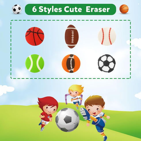 ZAKVOOR 70 Pcs Sport Ball Pencil Erasers, Bulk for Classroom, Party Favor, and Gift Filling