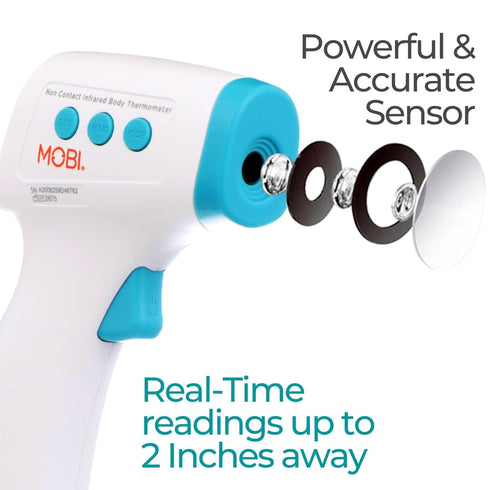 MOBI Non-Contact Forehead Digital Thermometer - Touchless with Object Temperature Mode, High Fever Indicator
