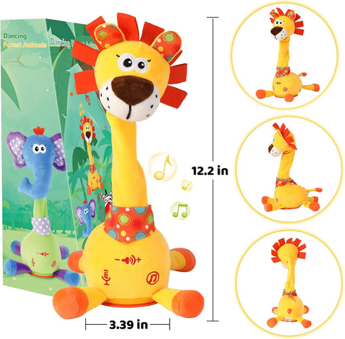 1-3 Dancing Talking Lion Toy, Stuffed Animal Baby Toy Repeating What You Say, Toys for Kids Glowing Musical Electronic