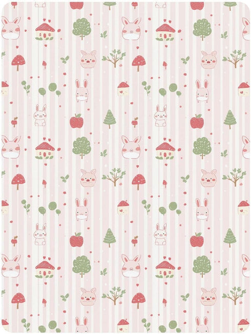 miaozhen 1 Pack 52x28 Cotton Baby Crib Sheets Soft Comfy Animal Cartoon Blush Color Stripe Toddler Mattress Sheet