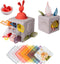 Taf Toys Baby Tissue Box Montessori Toys for Babies - Silicone Sensory & Motor Skills Development Toy with 10 Fabric
