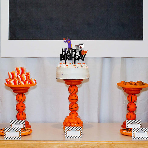 Acrylic Basketball Happy Birthday Cake Topper, Themed Party Decoration for Fans