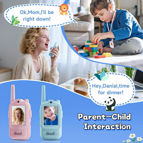 YUSSBCU 2 Pack 3-5 Kids Video Walkie Talkies, Long Range Walkie-Talkie for Kids, Rechargeable Video Call Toys