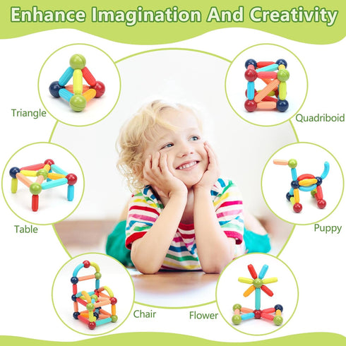 COUOMOXA Magnetic Building Sticks Blocks Kids Toys, STEM Educational Construction Toys for 3-8 Year Olds, Gifts for Kids
