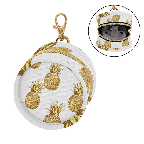Pineapples Round Pacifier Storage Case with Zipper, Portable Pacifier Case for Travel, Diaper Bag & Purse, Pacifier