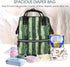 Nevjipu Backpack Mommy Backpack, Baby Doll Diaper Bag - Splash Green Vertical Stripes Print Bag, Fashion Tactical