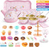 Set 49PCS Teaset 3-8 iAOVUEBY Tea Party for Little Girls, Princess Tea Time Toys Including Dessert Carrying Case, Kids