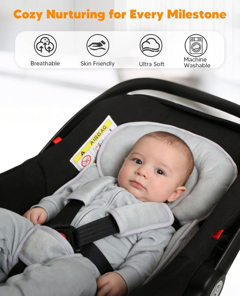 Kaelox 3 1 Infant Car Seat Insert for Newborn Girls Boys, in Reversible Cushion for Carseat with Strap Pads Buckle