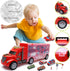 JODUDLR 3-4 Set 12-in-1 3-7,Red Toddler Toys for Year Old Boys,Large Transport Cars Carrier Truck Toys with Vehicles