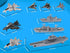 Set Crelloci Aircraft Carrier Military Naval Ship with Pull Back Army Fighter Jet Toy Small Scale Model Plane Submarine