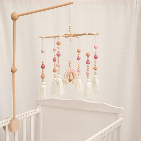 Baby Crib Mobile Arm - HBM Wooden Mobile Hanger for Crib Baby Girl Nursery Decor