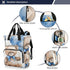 SUABO Backpack Baby Diaper Bag Watercolor Bear with Blue Bow Large Bag Waterproof Travel Diaper Bags for Moms and Dads