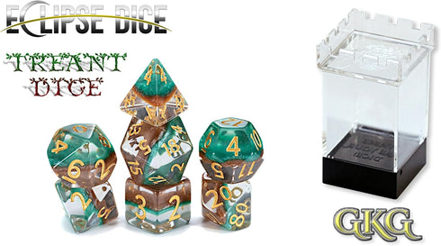 Eclipse Dice: Treant Dice - 7pc Set, Green & Brown, Pearlescent Swirl, 7 Resin Dice for Role Playing Games by Gate