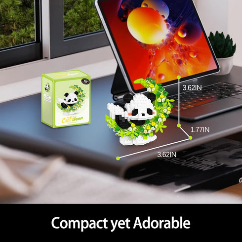 Set,Animal QISHOUTING Mini Panda Building Blocks with Flowers,Flowers Mini Building Micro Building Kits,Home Office