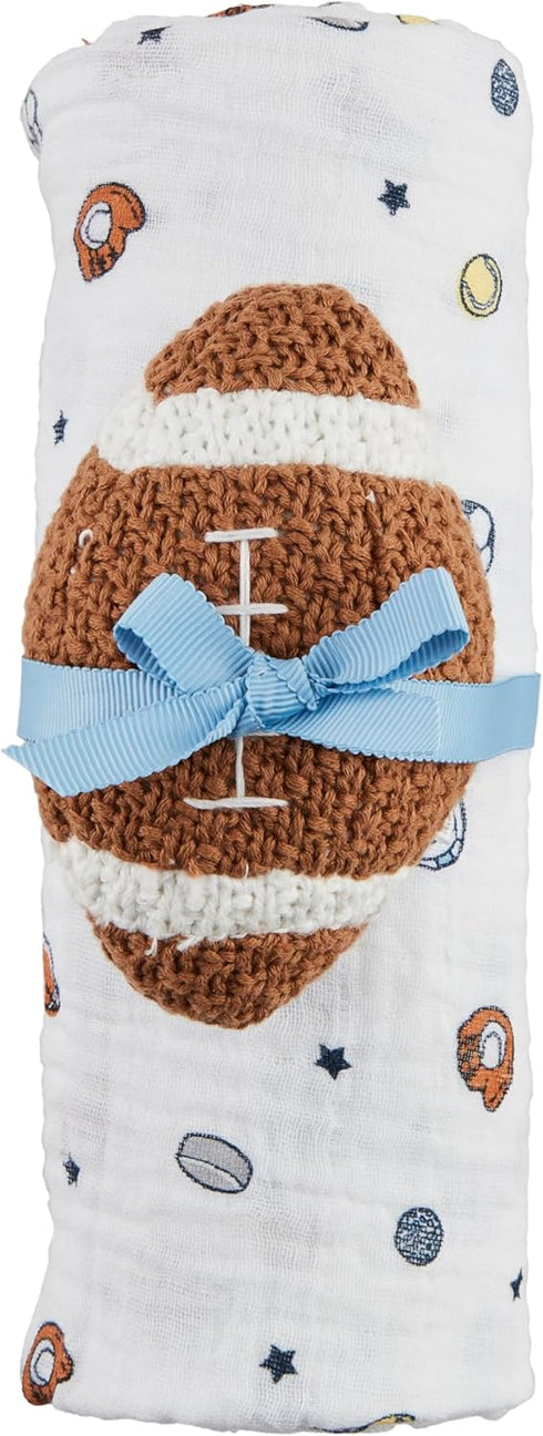 Mud Pie Children's Sports Swaddle and Rattle