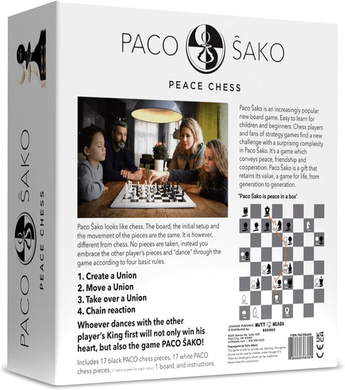 Set 2-Players Paco Sako Peace Chess Game, Super Fun for Chess Lovers, Make Peace While Playing Chess, not War - Chess