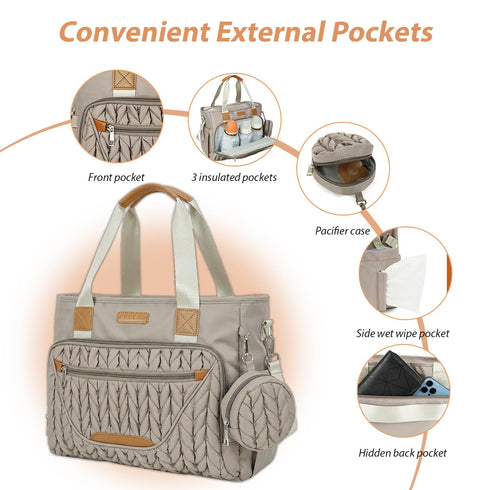 16 5 FHELAD Diaper Bag Tote, Crossbody Diaper Bag for Labor & Delivery, Pockets Insulated, Waterproof Lightweight Baby
