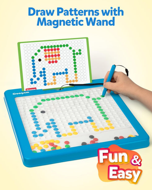 3 4 5 6 Coogam Magnetic Drawing Board, Large Magnet Doodle Board with Pen and Dot Beads, Color Shape Pattern Art Pad