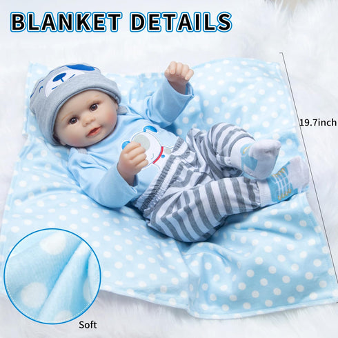 9 Set 17-22 Inch Sets Pieces Reborn Baby Doll Clothes Blue Dog Doll Accessories for Reborn Baby Doll Clothing Gift
