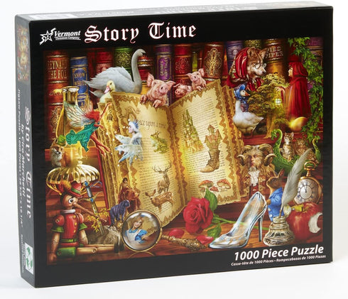 Vermont Christmas Company Story Time Jigsaw Puzzle - 1000 Piece Puzzle with Fully Interlocking & Randomly Shaped Pieces - Fairytale Jigsaw Puzzles 1000 Pieces for Adults (26 5/8" x 19 1/4")
