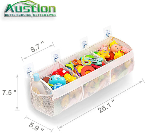 Original 3 Compartment Horizontal Bath Toy Organizer for Tub, Capacity Upgrade Storage Holder for Easy Access