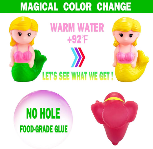 Staroud Bag(9 Packs) Color Changing No Hole Bath Toys for Toddlers Kids, Water Table Toys Rubber Animal with Bath Book