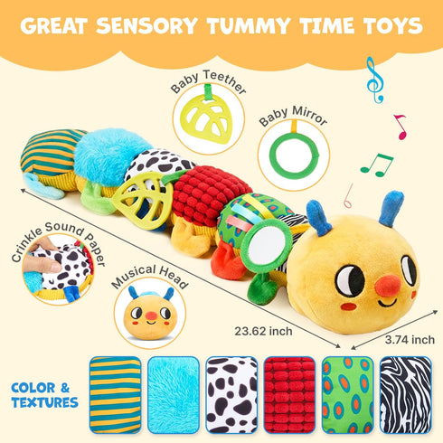 JoyCat 0-18 38 Tummy Baby Toys Months, Musical Crawling Caterpillar Plush Toy - Songs & Recording Feature, Bouncing
