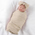 OMUKY Newborn Receiving Blanket Bow Headband and Beanie Set Baby Swaddle Receiving Blankets Baby Boy Girls Nursery Swaddle Wrap(Khaki)