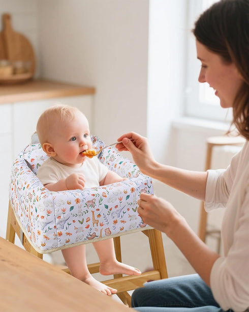 3-Point High Chair Cover Portable with Harness, Waterproof Baby Seat Cover for Restaurant Travel Home Use, Machine