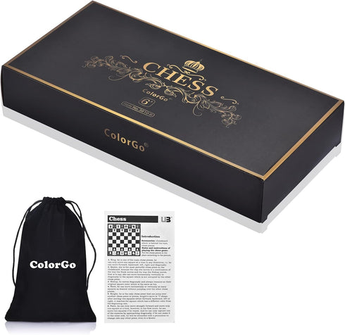 Chess Set with Folding Magnetic Travel Board and 2 Extra Queens for Kids and Adults