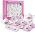 17 Set Playset, Pieces Floral Miniature Porcelain Ceramic Tea - Pretend Play Kids Toy Mini Kitchen Fun Doll Dramatic
