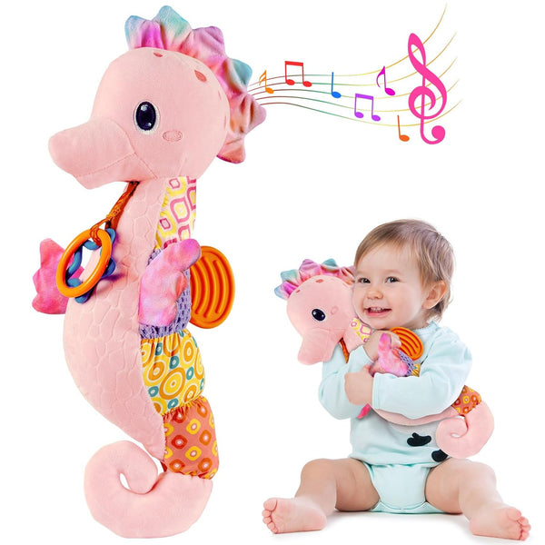 Baby Girl Toys 0-6 Months, Infant Musical Stuffed Animals with Bright Colors, Crinkle Sound Paper, Multi-Textures &
