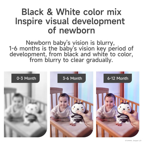3 6 9 12 Girls,4 Pack TUMAMA Black and White Baby Toys for Months,Plush Hanging Rattles,Newborn Stroller Toys for Boys